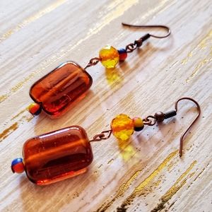 handmade dangling glass bead earrings